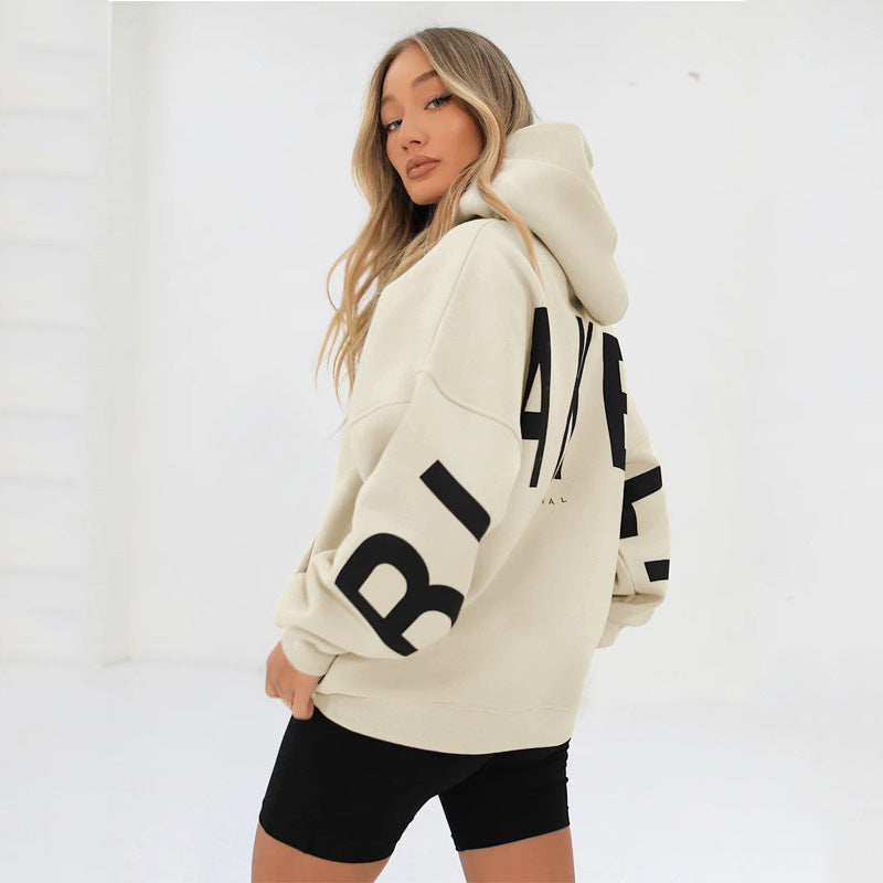 Printed Thickened Hoodie - Plush Street Fit, Bold Print
