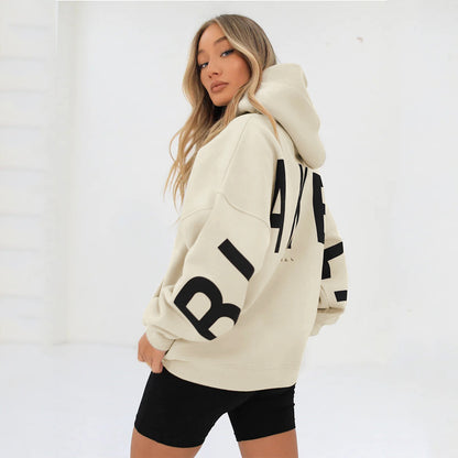 Printed Thickened Hoodie - Plush Street Fit, Bold Print