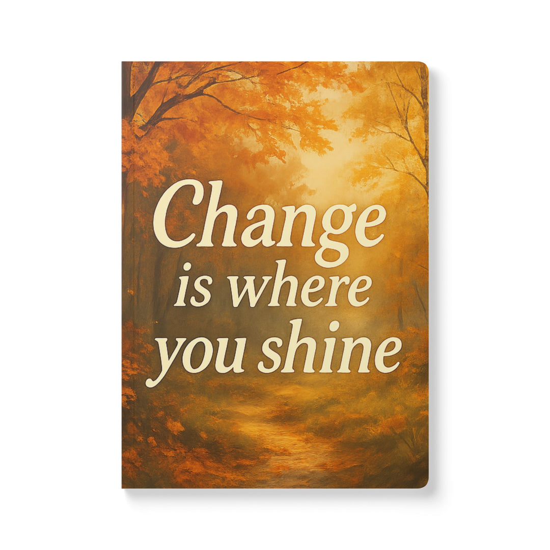 Inspirational journal with motivational cover design in a portable softcover format for daily notes, reflection and creative writing.