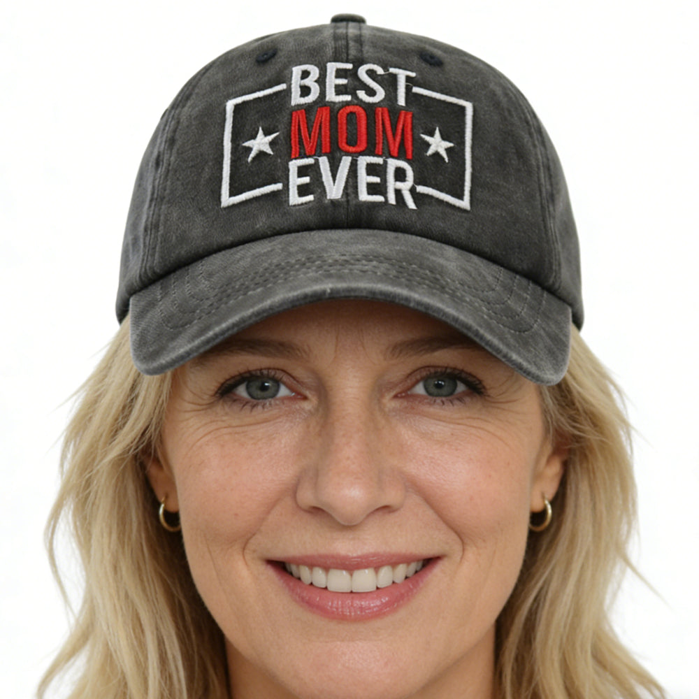 Best Mom Ever hat embroidered front text clean cotton casual styling everyday wear