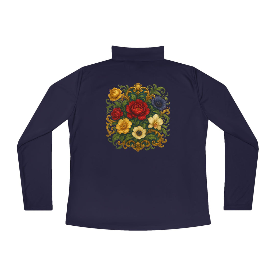 Floral Ladies Quarter-Zip Pullover – Get Cozy