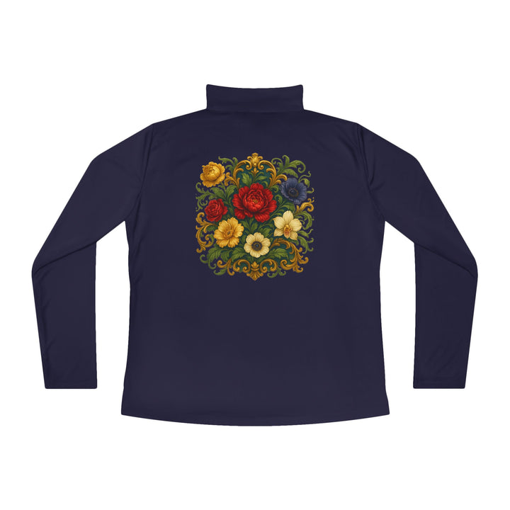 Floral Ladies Quarter-Zip Pullover – Get Cozy