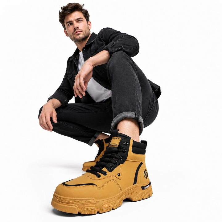 Yellow frosted leather men&