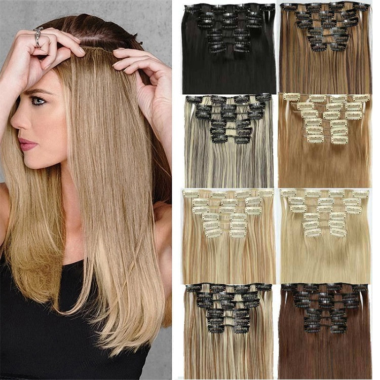 long straight hair extensions multi shade color selection display