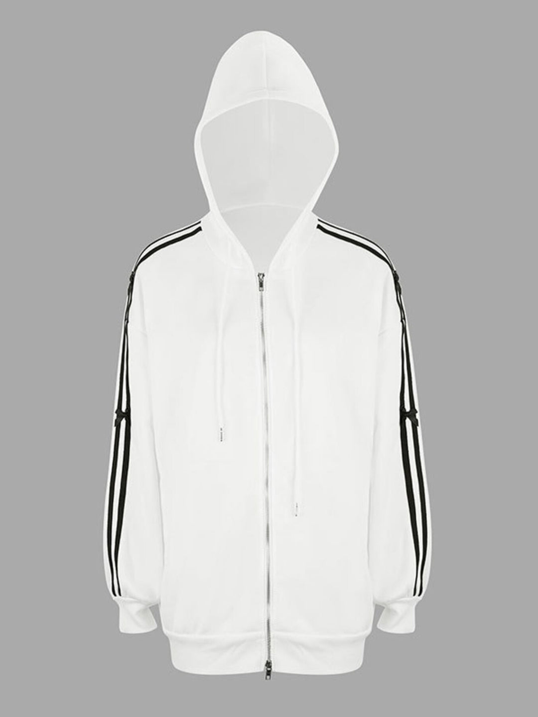 women hoodie detail zipper and drawstring close view