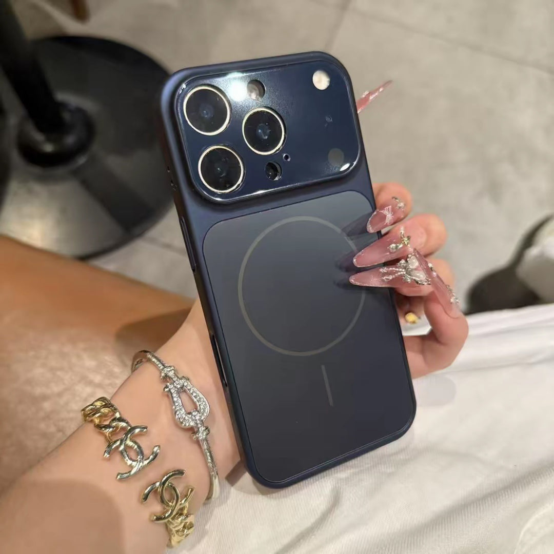 magnetic wireless charging iphone case frosted matte glass design
