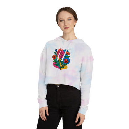 Women’s Floral Cropped Hoodie – Soft Cotton Streetwear
