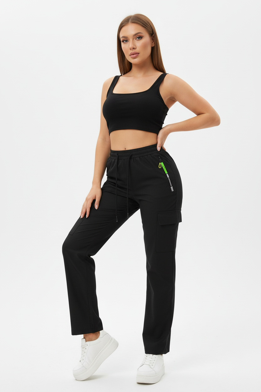 Lifestyle photo of retro pocket pants worn for errands, coffee runs, and casual weekends