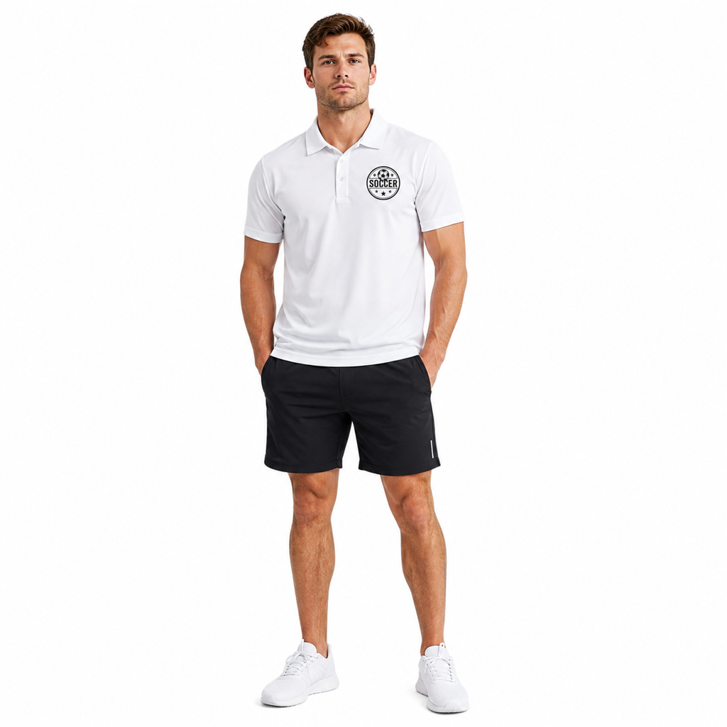 Soccer Polo Shirts for Men - White Quick Dry Sport Polo