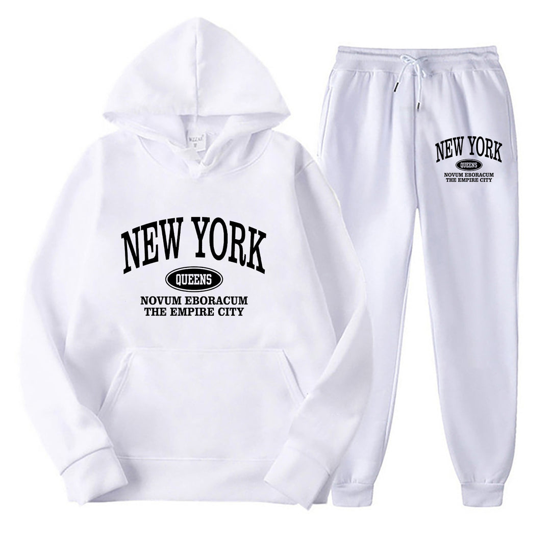 Plus size sweatsuit product view with long-sleeve hoodie