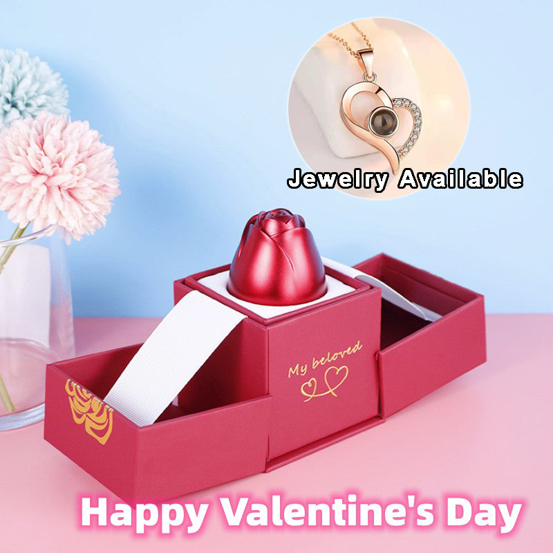 valentine jewelry necklace with lifting rose gift box
