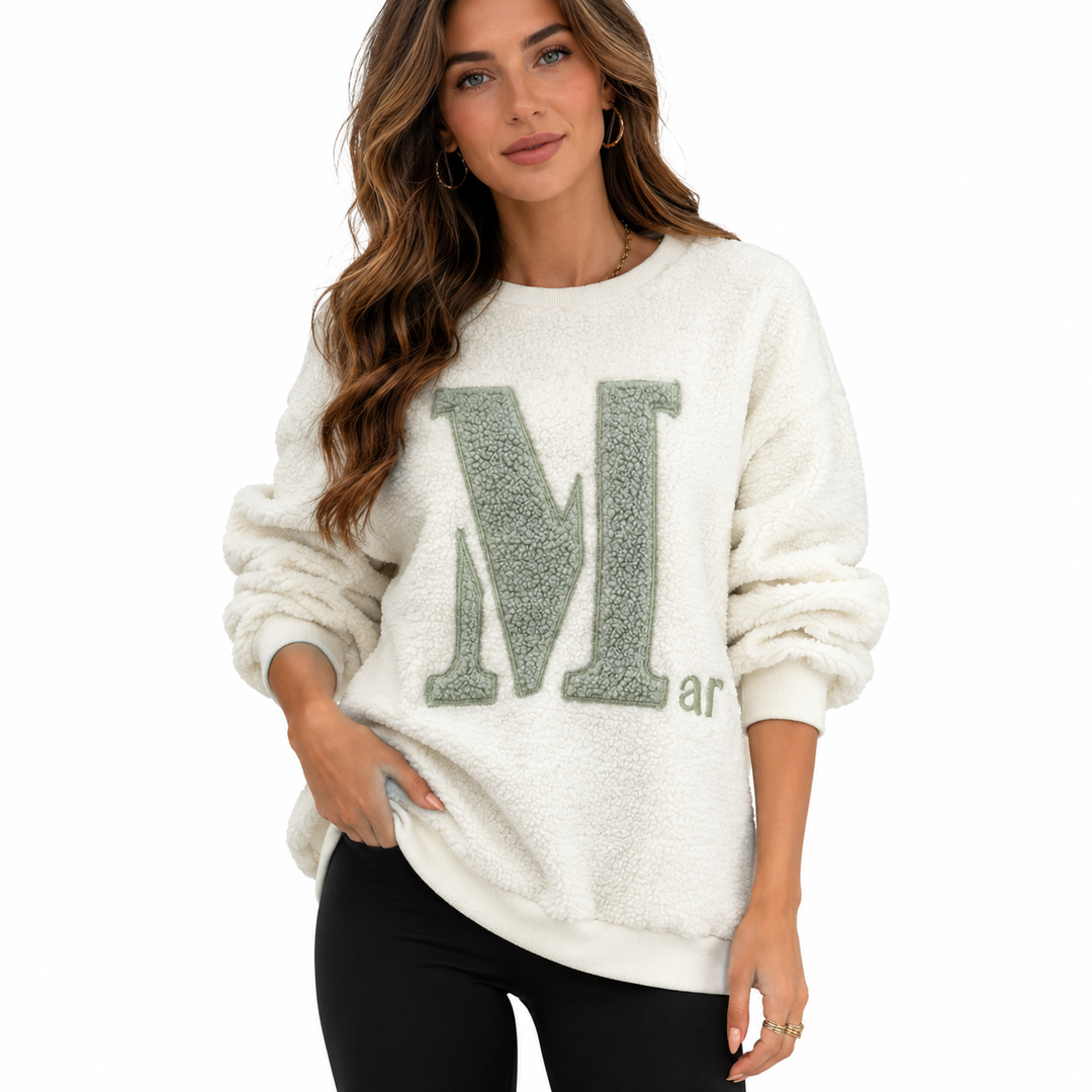 Rayon blend women fleece sweatshirt with polyester and spandex for soft warmth, movement and practical easy care daily looks!