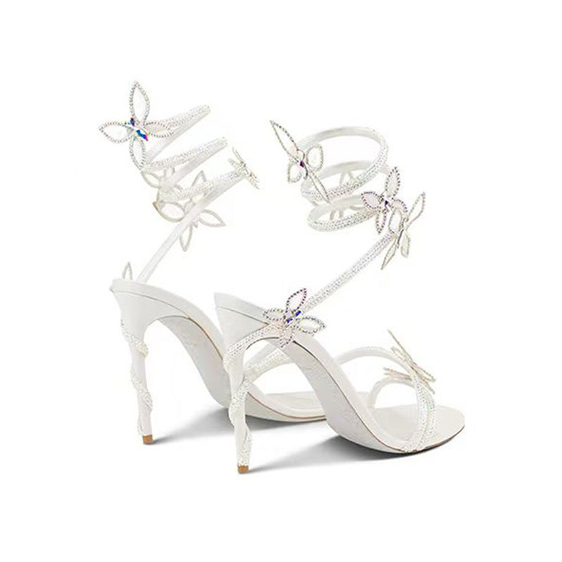 Women's Rhinestone Stiletto Sandals Roman Elegance Heels