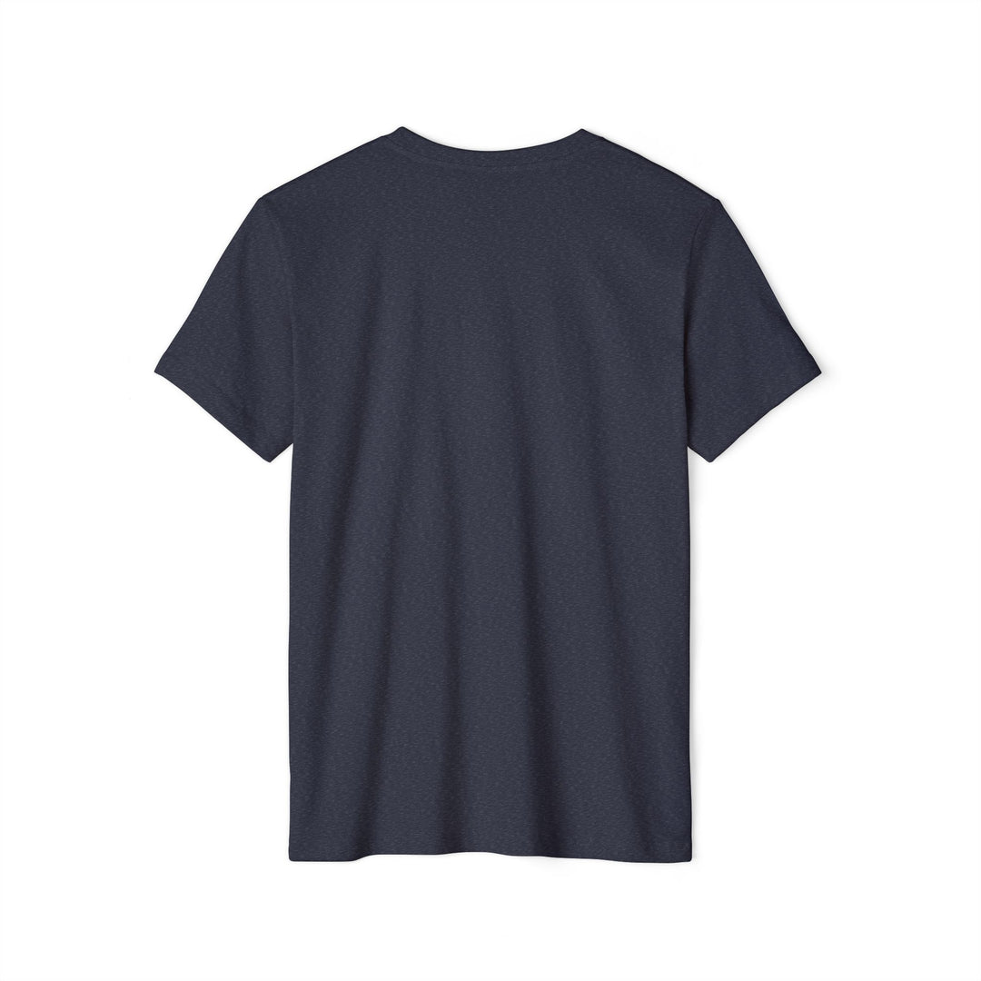 Navy blue t-shirt on a white background