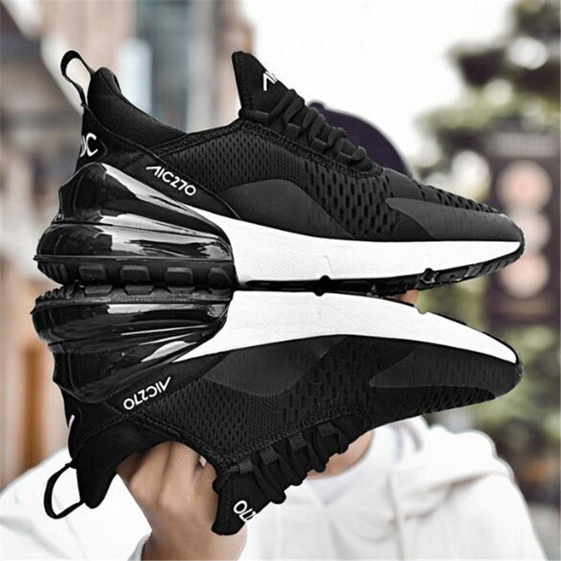 Unisex Max Air running shoes shown in a product view, air mesh upper, rubber outsole, Max Air technology, breathable feature.