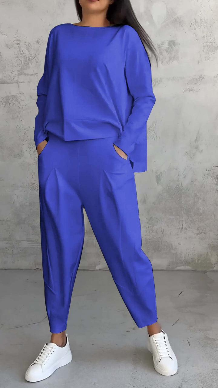 Women’s Irregular Suit Set Round Neck Harem Pants Style