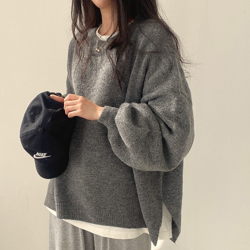 wool crewneck sweater minimalist styling neutral backdrop context