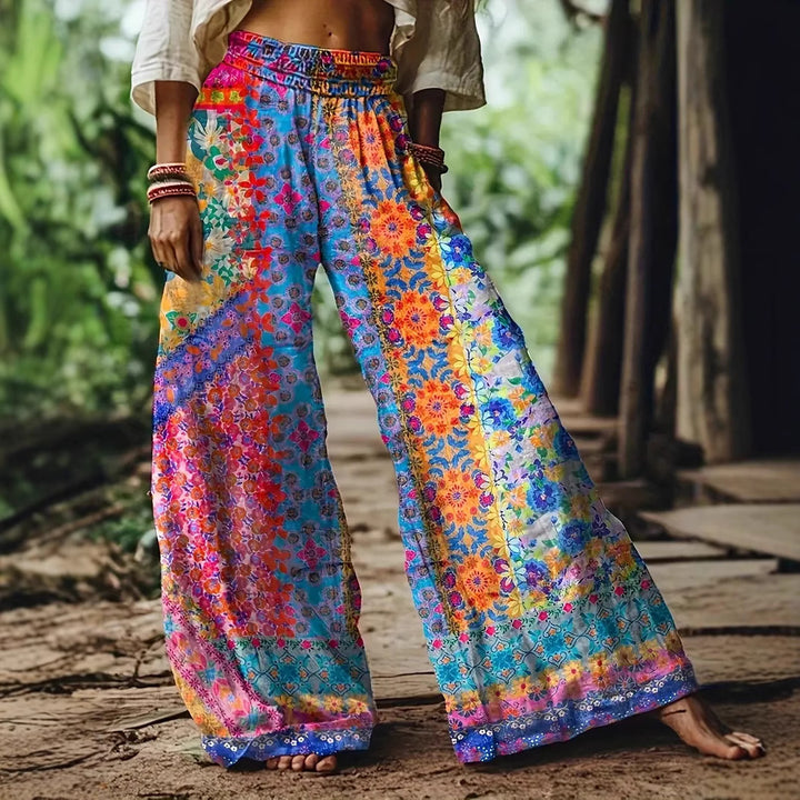 Loose palazzo pants for women shown with polyester fiber and a loose silhouette for simple outfit planning and vacation wear.