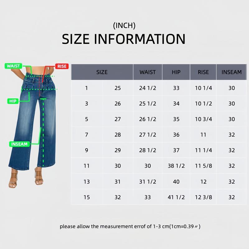 Women’s Medium Blue Wide Leg Jeans 68% Cotton Fit Style