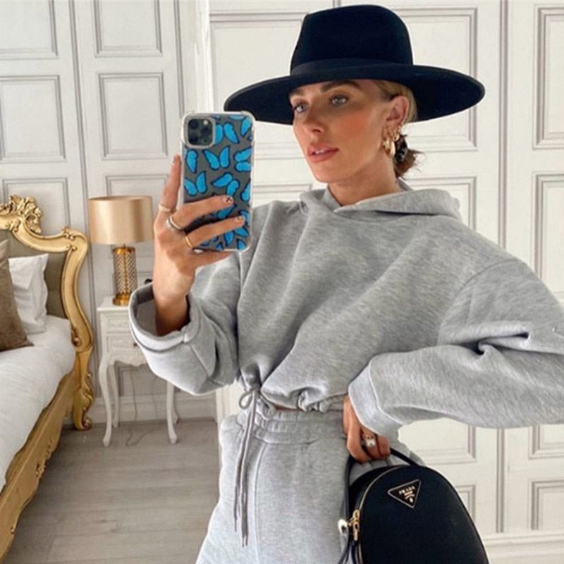 Women Printed Jogging Suit 2 Piece Hoodie Tracksuit Set