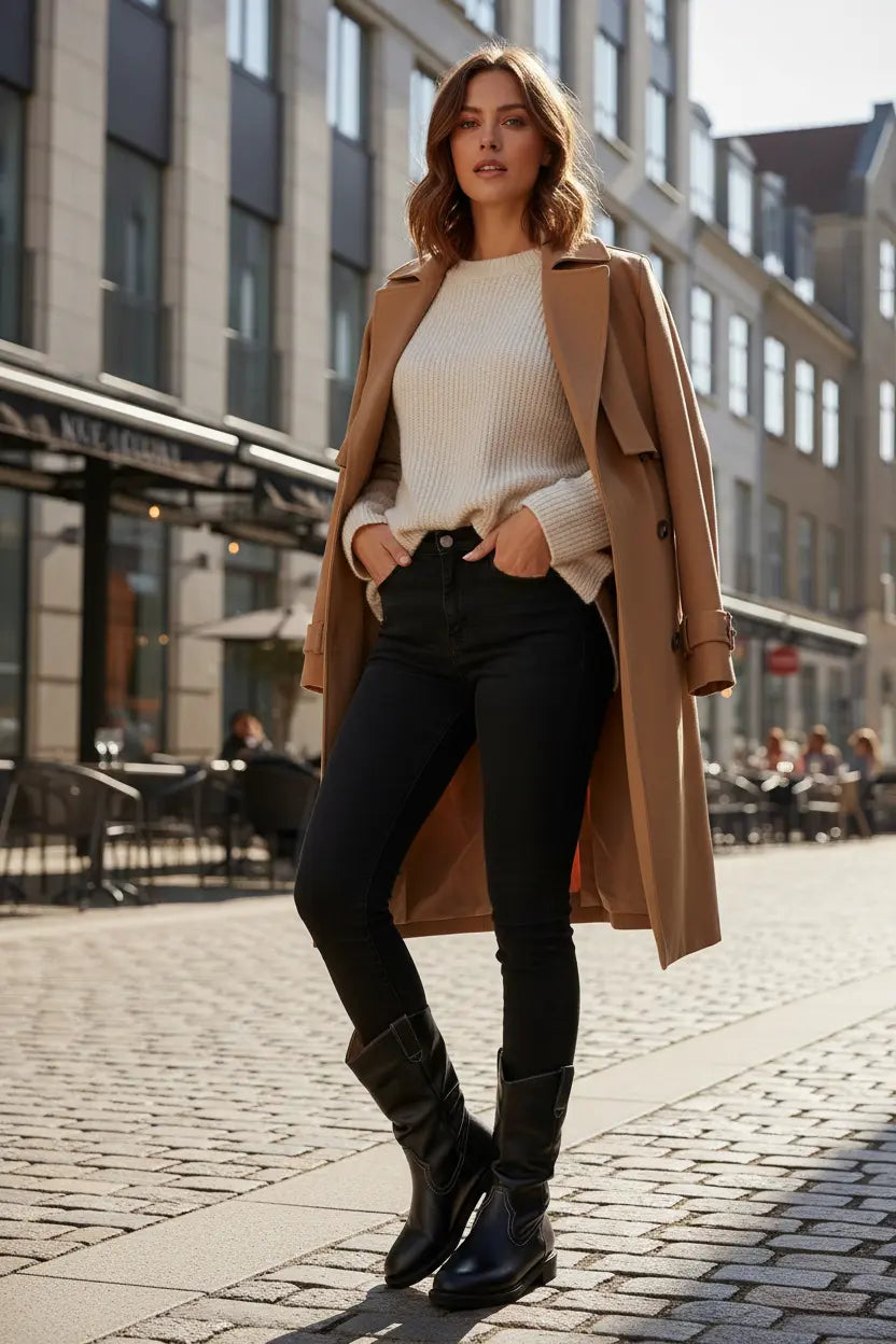 western style boots women mid calf pull on construction