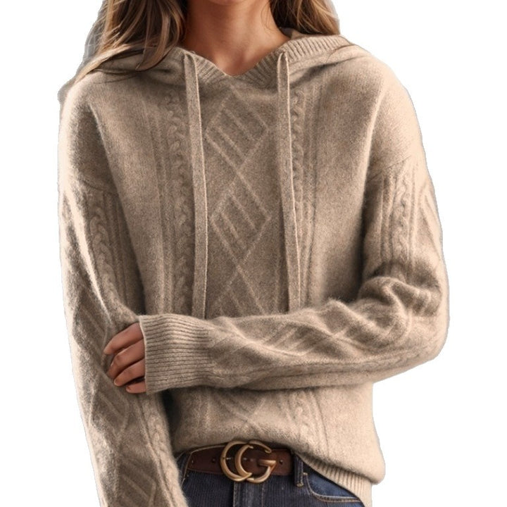 Knitted Jacquard Sweater Women Tailored Trousers Work Outfit
