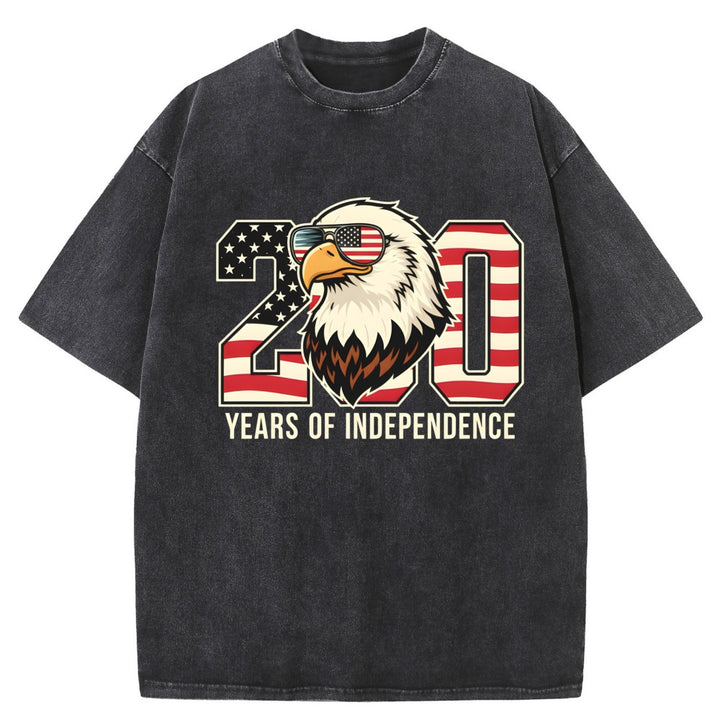 A dark gray mineral-wash t-shirt featuring a &