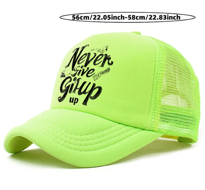 Never Give Up Baseball Cap Lightweight Mesh Comfort Fit