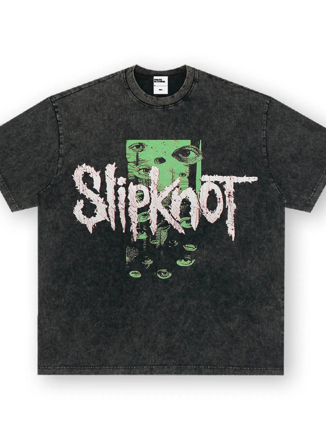 Slipknot vintage wash T-shirt sleeve length detail highlighting relaxed street cut