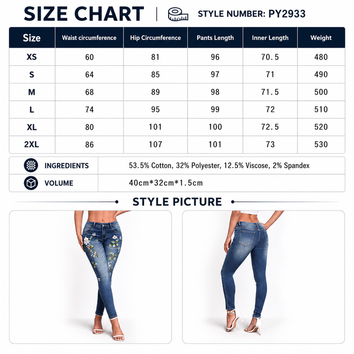A size chart and style image for women&