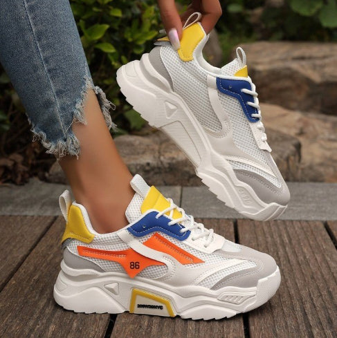 women platform sneakers pink breathable mesh everyday walking