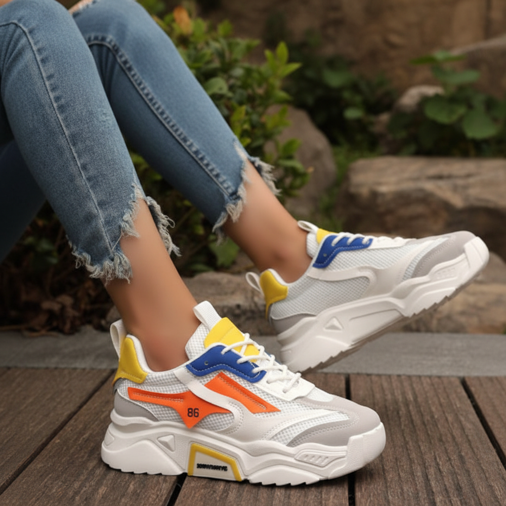 chunky sole sneakers women close up outsole grip