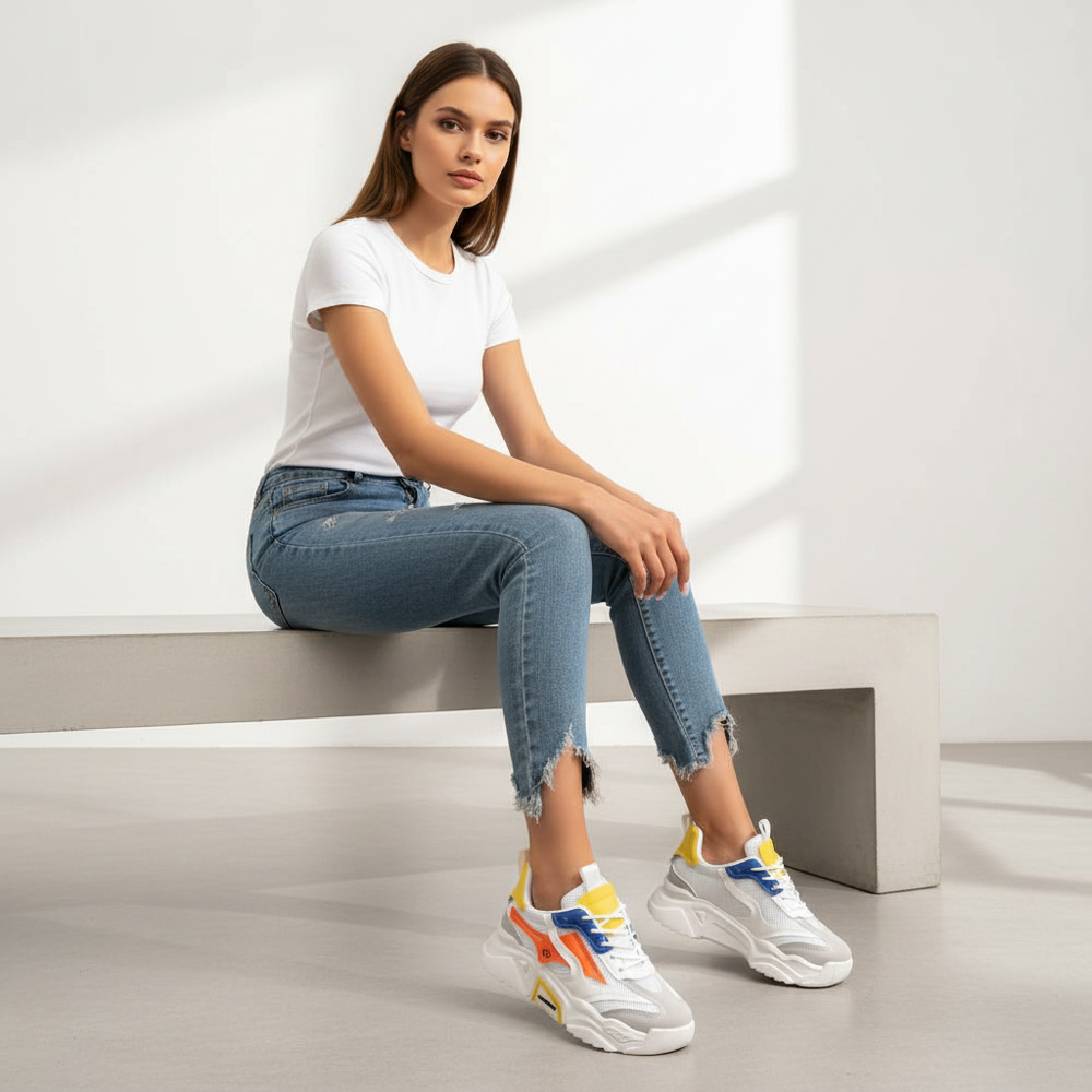 women breathable sneakers mesh upper texture detail