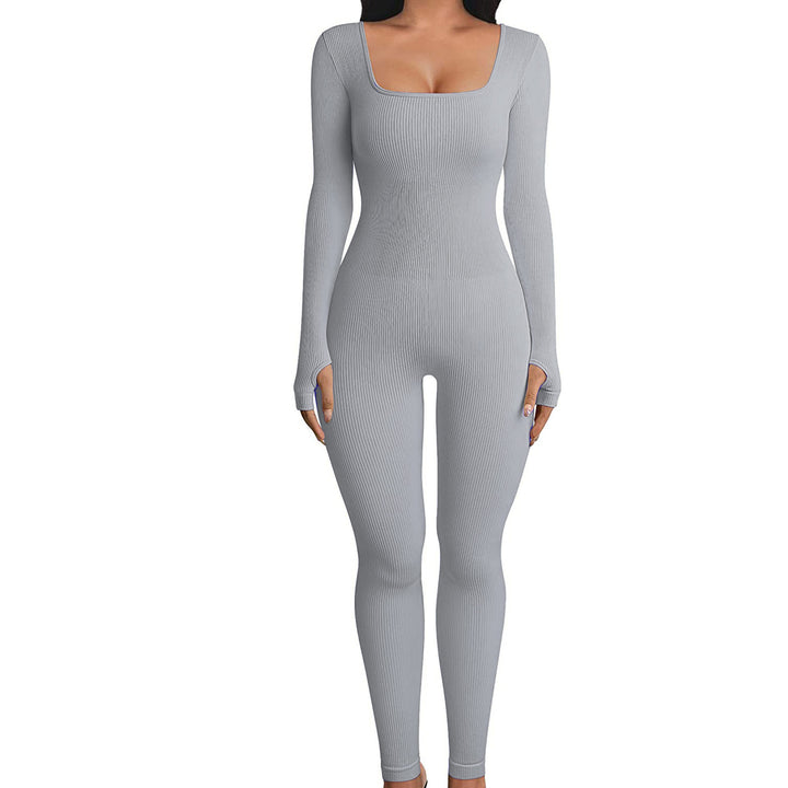 Square Neck Cotton Jumpsuit - Sleek Curves All Day Wear