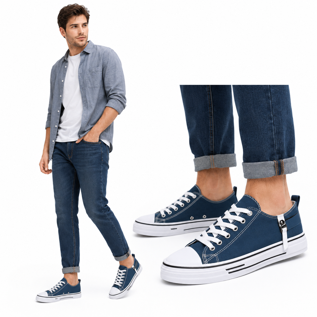 Casual canvas sneakers for men with rubber sole and clean streetwear look