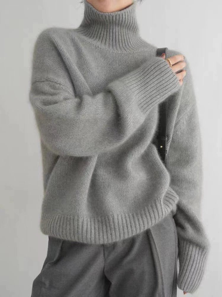 High Neck Sweater Women - Knitted Winter Pullover Layer