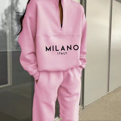 printed sweatsuit two piece set lounging at home relaxed fit