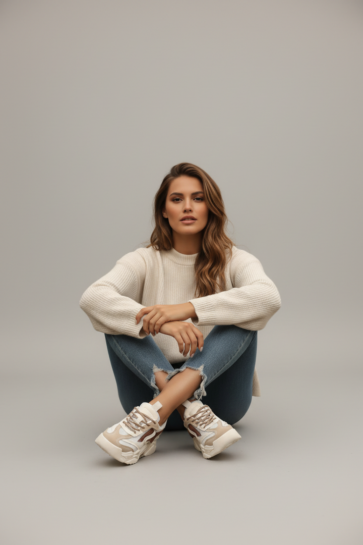 platform sneakers women outfit casual denim styling