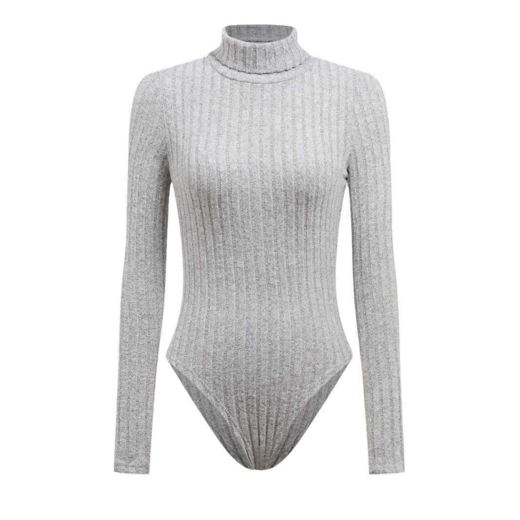 high neck bodysuit close-up brushed pique texture, moderate stretch polyester for sculpted silhouette and comfort
