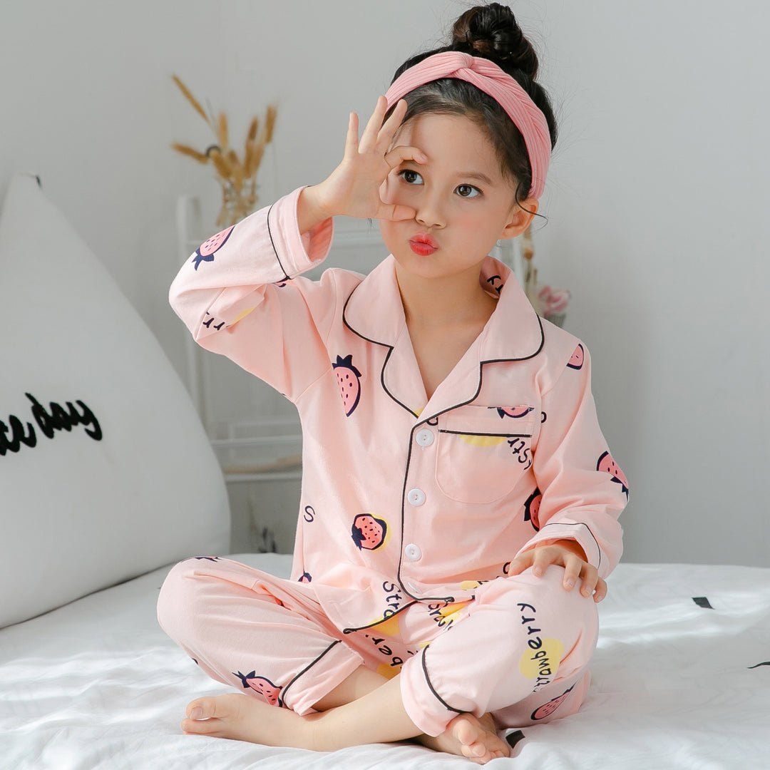 cotton pajamas for children two piece set top and pants