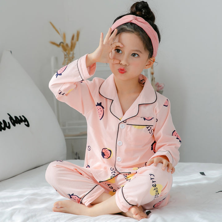 cotton pajamas for children two piece set top and pants