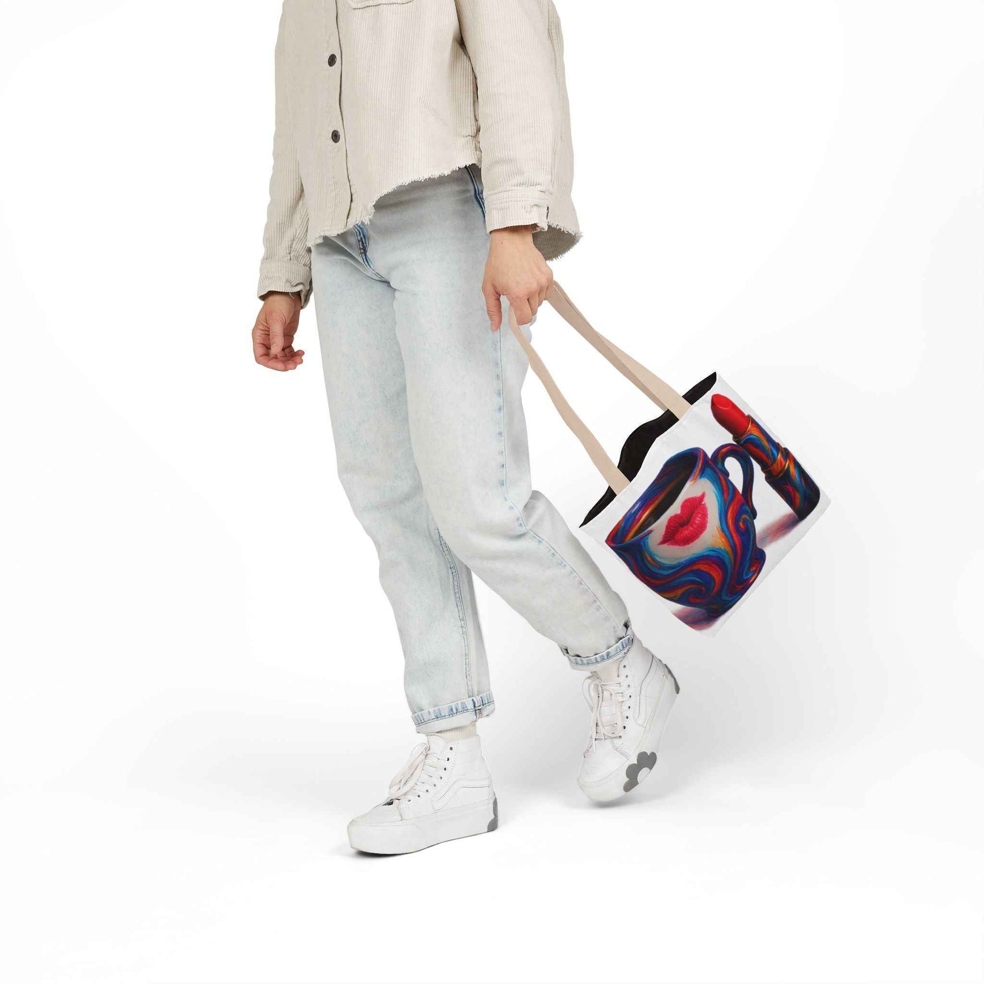 Canvas Tote Bag with 5-Color Straps & Sleek Black Lining