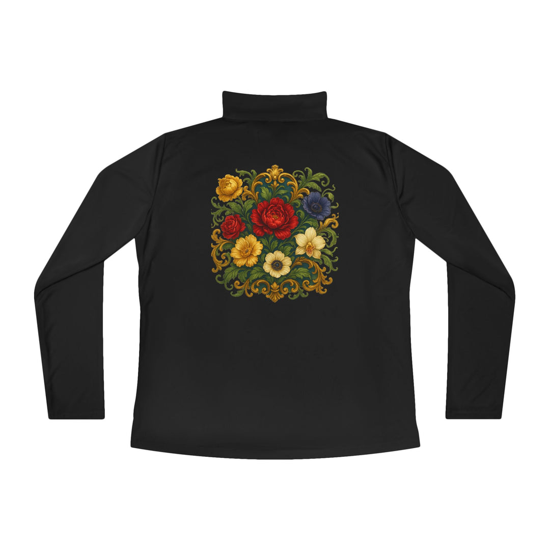 Floral Ladies Quarter-Zip Pullover – Get Cozy