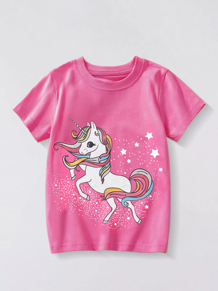 unicorn graphic kids t shirt lightweight material smooth texture