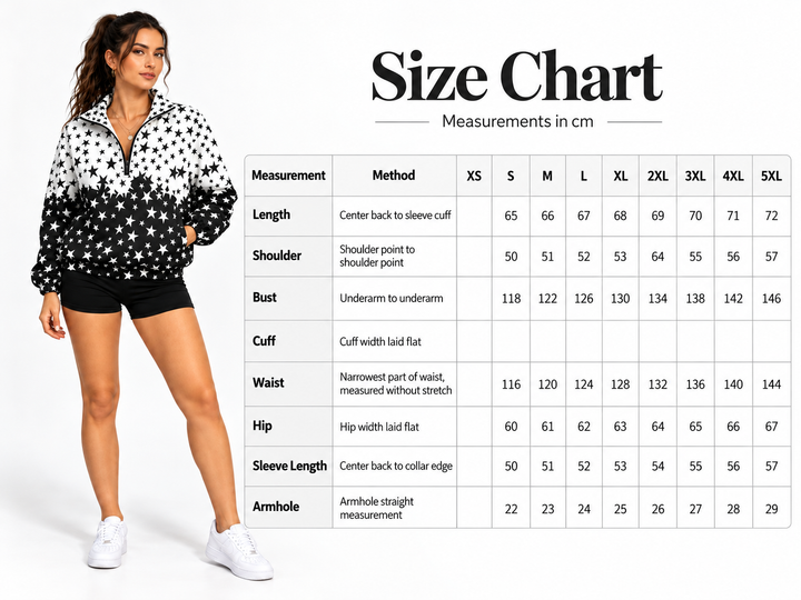 Half Zip Jacket for Ladies with Stand Collar and Prints