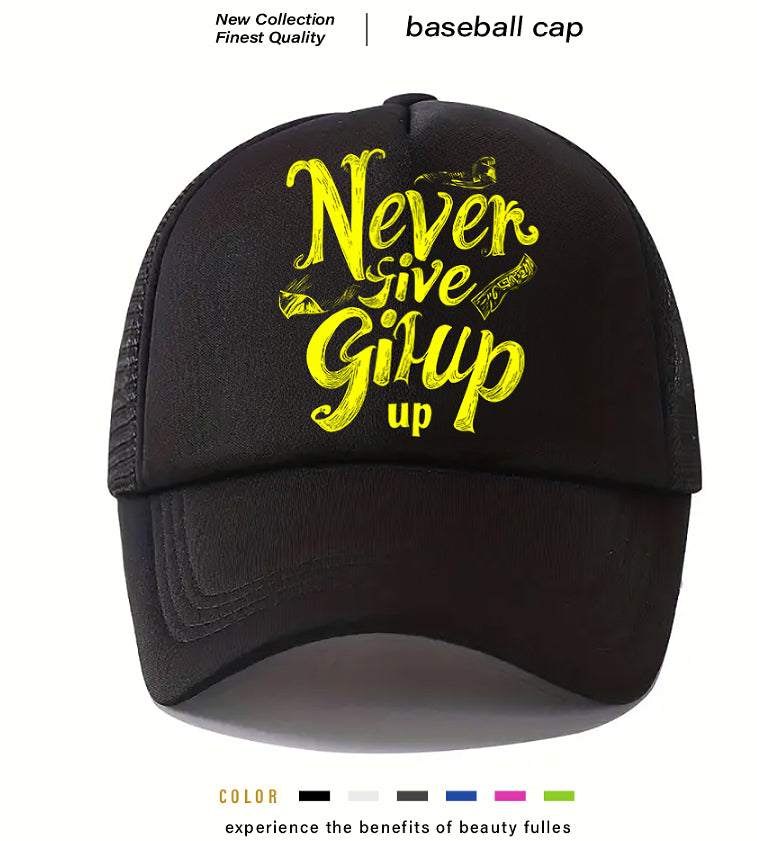 Never Give Up Baseball Cap Lightweight Mesh Comfort Fit
