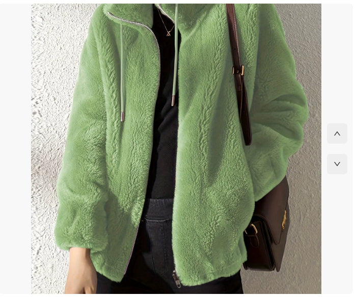 women fleece cardigan soft fleece sleeve detail winter wear