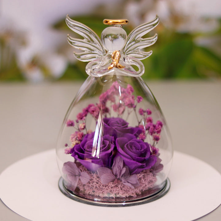 Eternal Flower Gift Box- Angel Glass Dome Rose Keepsake