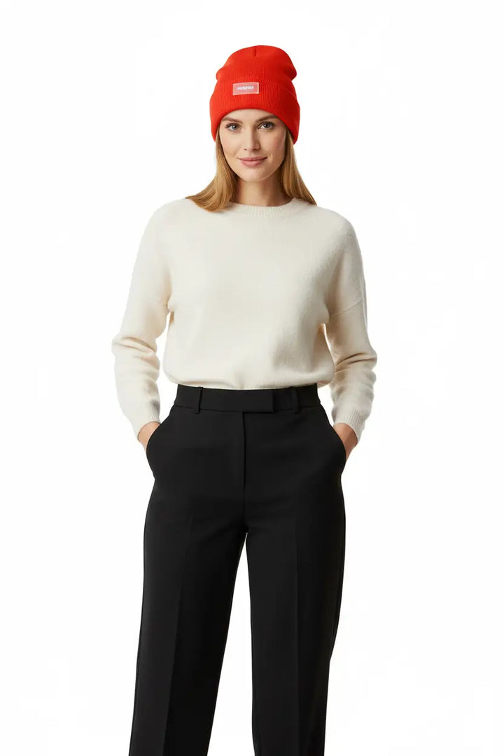 LED knit beanie red color outdoor hiking trail