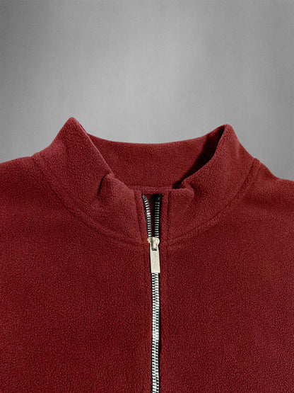 Men's fleece zip-up sweatshirt relaxed drop shoulder sleeve fit in polar fleece for movement and modern silhouette
